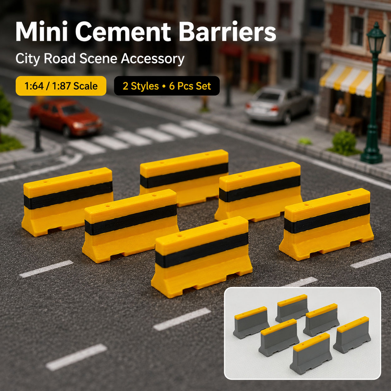 Model Kit Cement - 1:64 1:87 미니 시멘트 도로 장벽