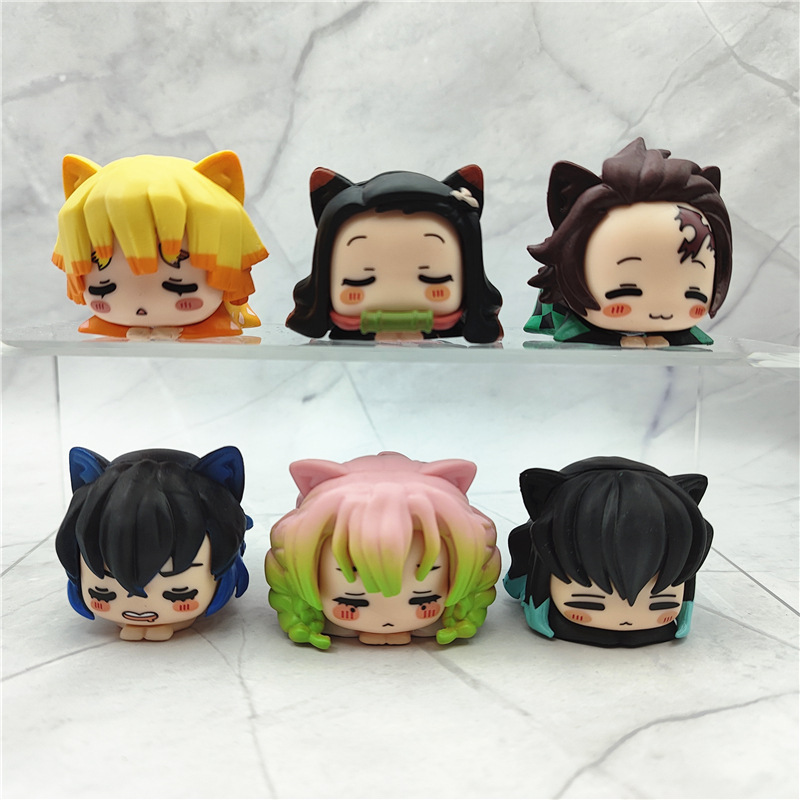 6개/세트 애니메이션 귀멸의 칼날 피규어 네즈코 탄지로 - Model Kit Zenitsu 리뷰 및 가격